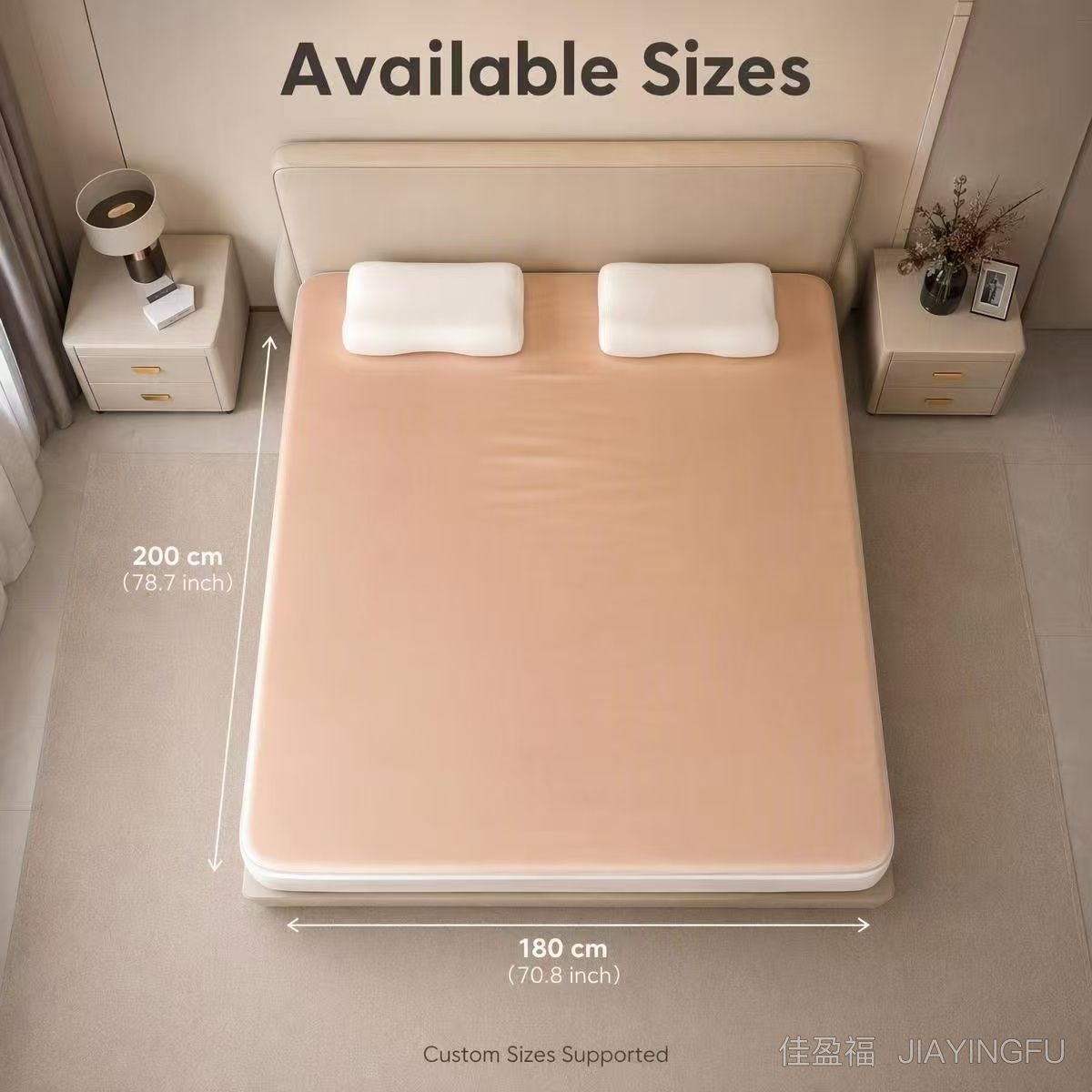 Available sizes, custom sizes supported Available sizes, custom sizes supported