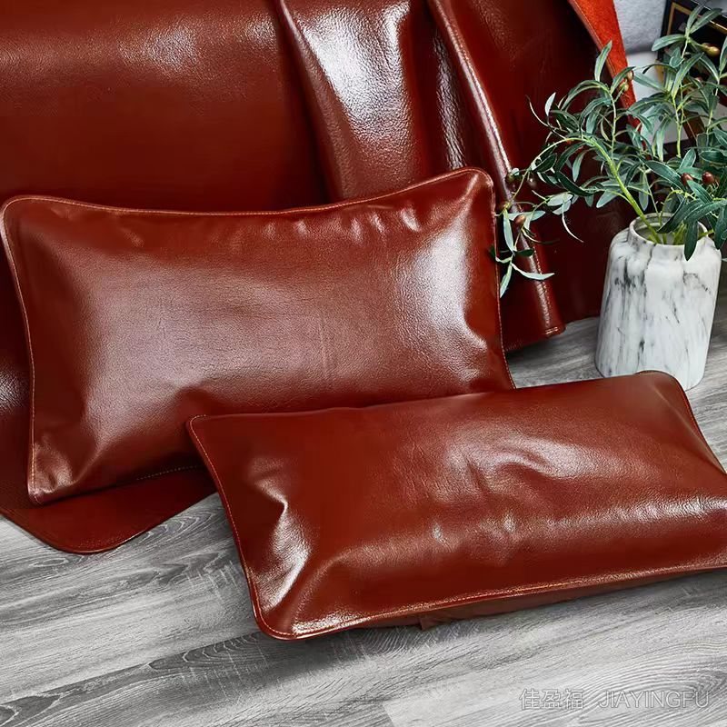 Brown leather pillowcases, top-grain cowhide